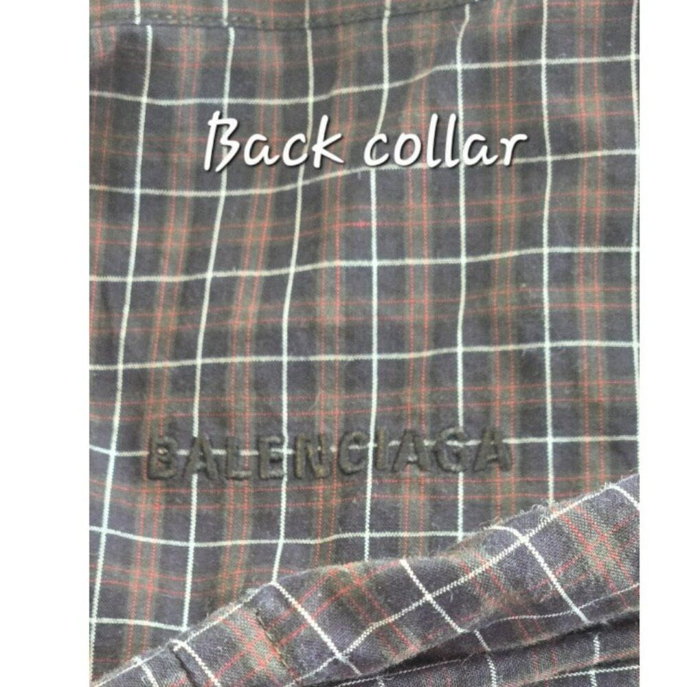 Balenciaga 39 Boxy Short Sleeve Shirt Button Up Oversized Plaid - Picture 7 of 9